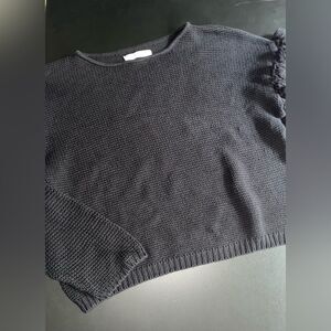 Chan Luu Pom Sleeve Cropped Sweater in Black Size Small EUC
